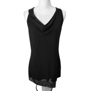 White House Black Market Sleeveless Draped Chiffon Cowl Neck Black Top Size S
